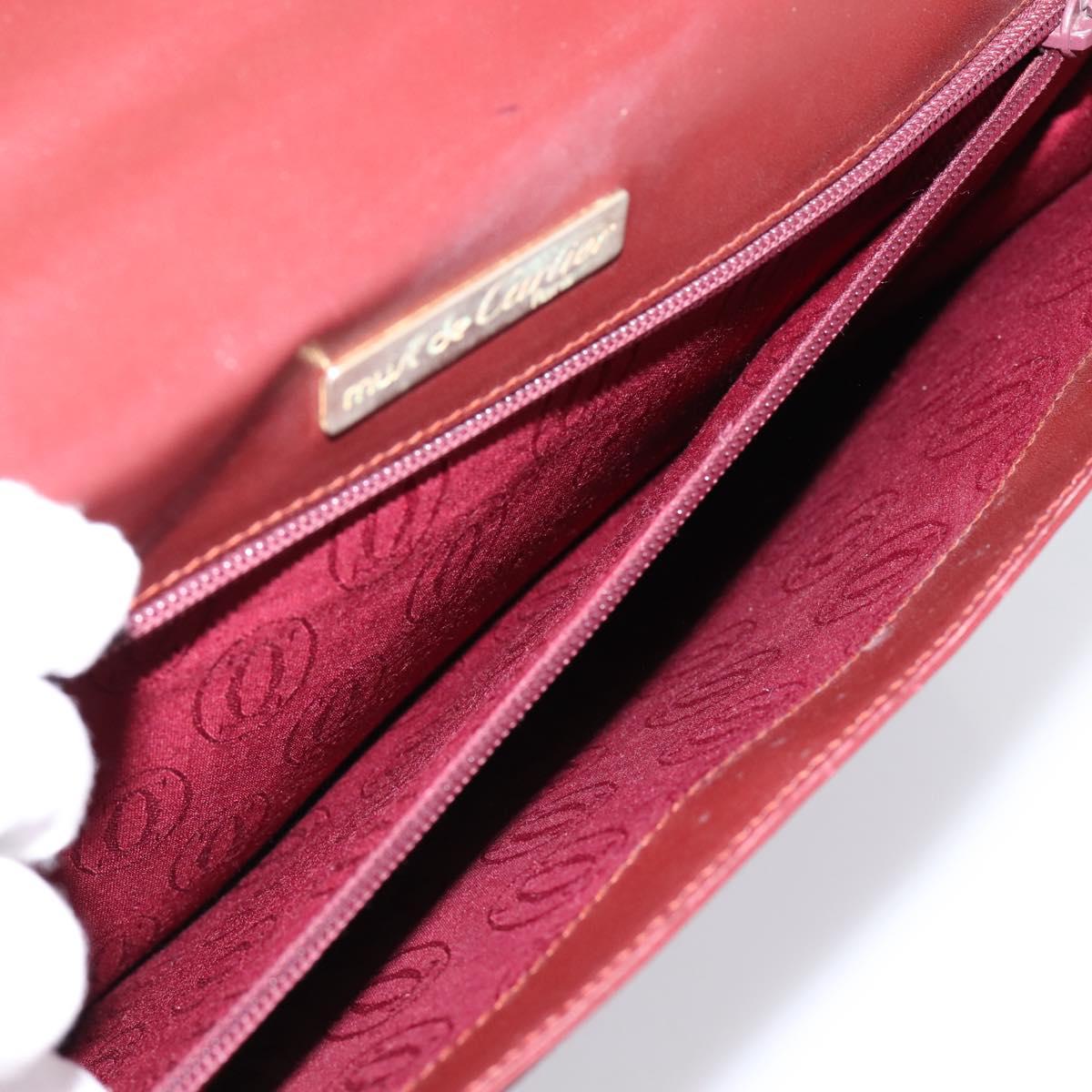 CARTIER Must Line Business Bag Leather Bordeaux Gold Auth bs36958