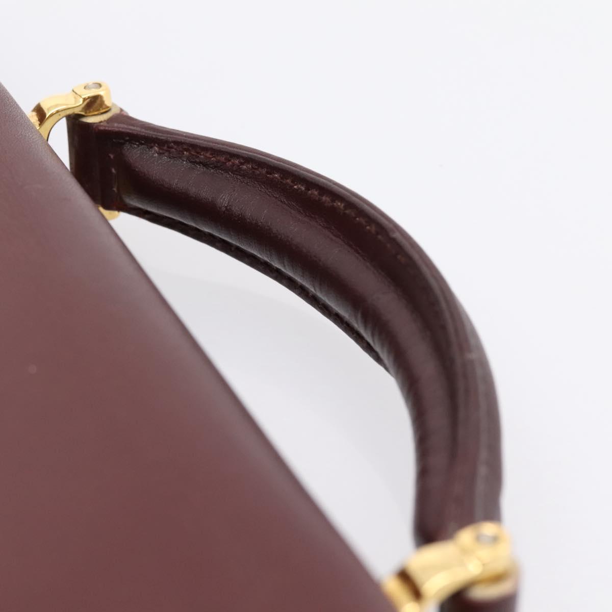 CARTIER Must Line Business Bag Leather Bordeaux Gold Auth bs36958