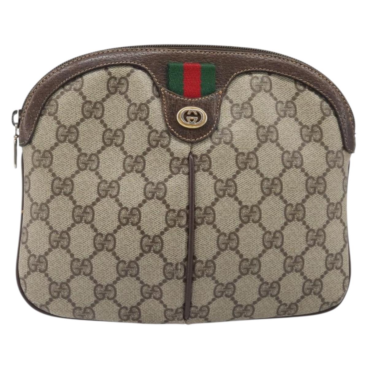 GUCCI GG Supreme Web Sherry Line Bag PVC Beige Gold 904 02 047 Auth bs36959