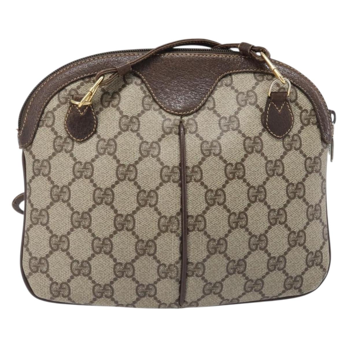 GUCCI GG Supreme Web Sherry Line Bag PVC Beige Gold 904 02 047 Auth bs36959