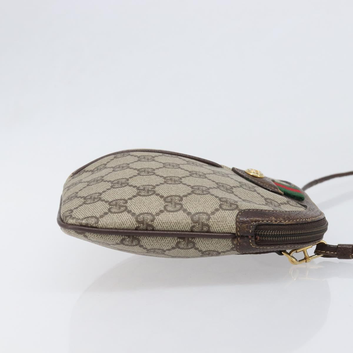 GUCCI GG Supreme Web Sherry Line Bag PVC Beige Gold 904 02 047 Auth bs36959
