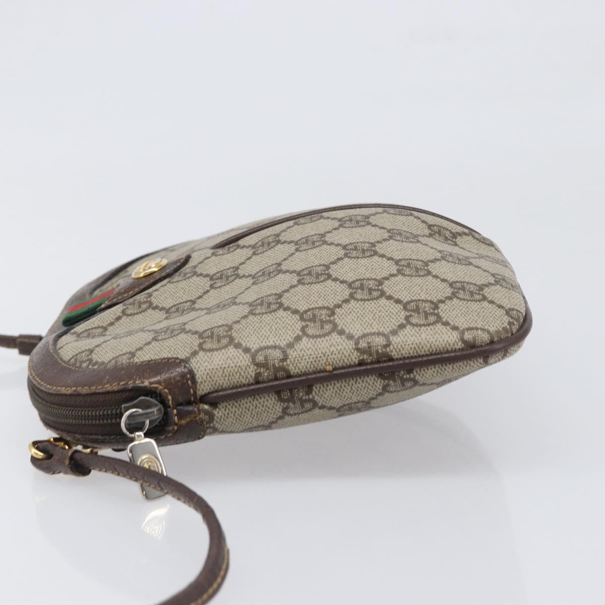 GUCCI GG Supreme Web Sherry Line Bag PVC Beige Gold 904 02 047 Auth bs36959
