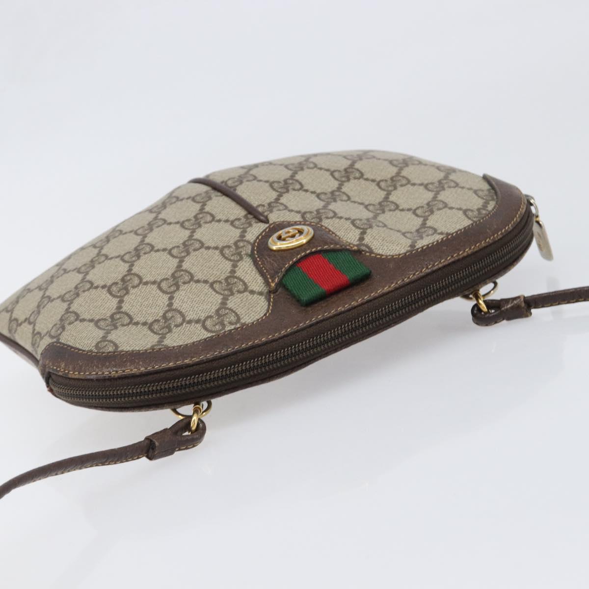 GUCCI GG Supreme Web Sherry Line Bag PVC Beige Gold 904 02 047 Auth bs36959