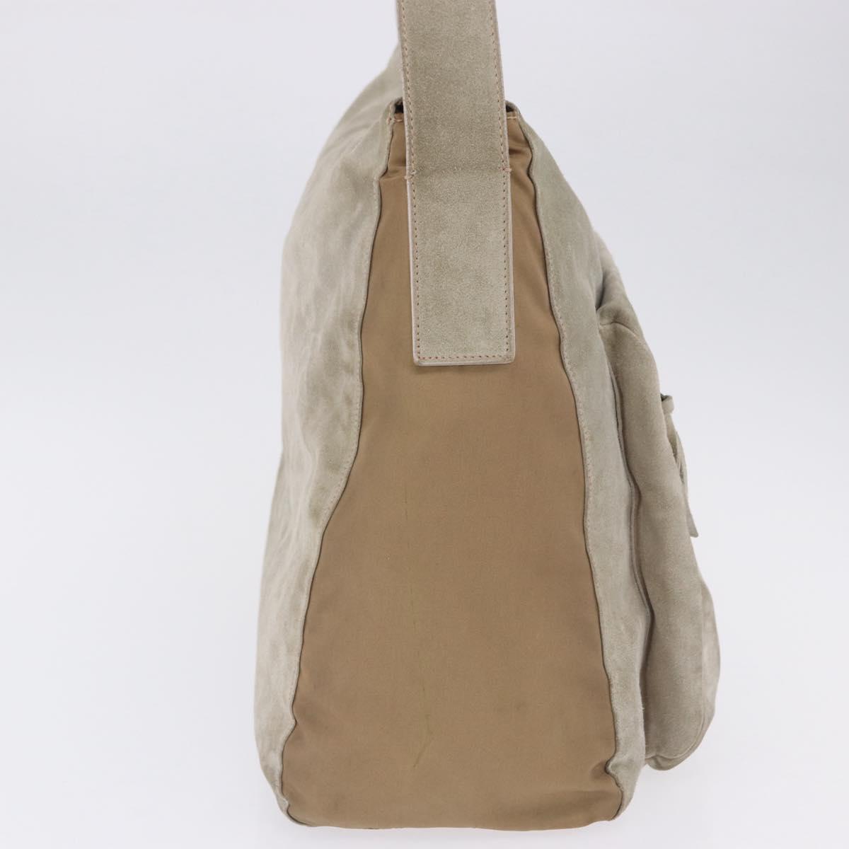 PRADA Shoulder Bag Suede Beige Auth bs36960
