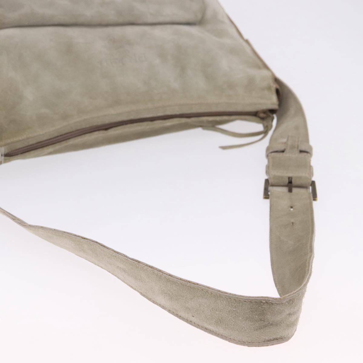 PRADA Shoulder Bag Suede Beige Auth bs36960