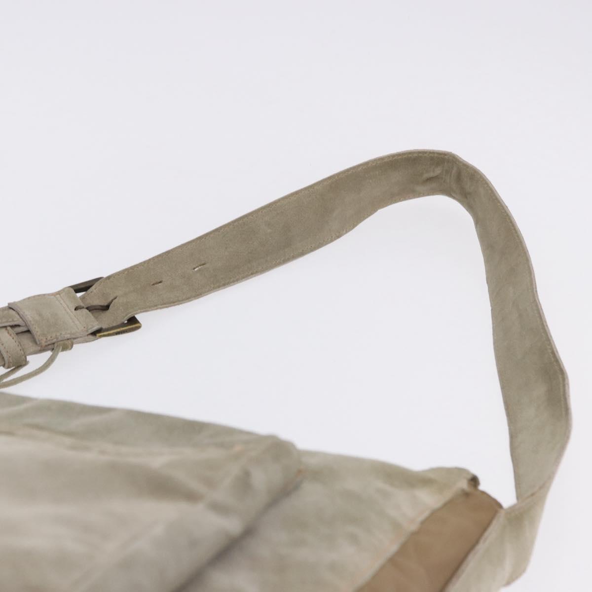 PRADA Shoulder Bag Suede Beige Auth bs36960