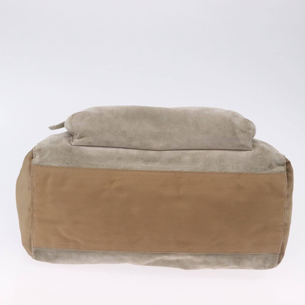 PRADA Shoulder Bag Suede Beige Auth bs36960