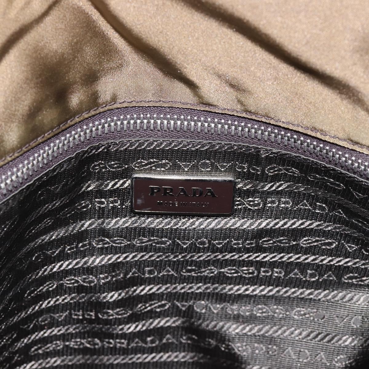 PRADA Shoulder Bag Nylon Khaki Silver Auth bs36961