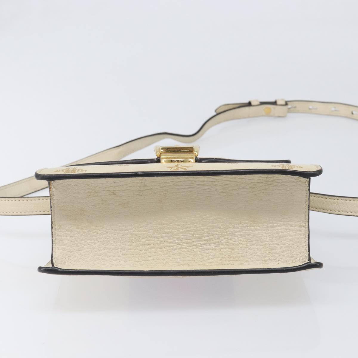 GUCCI Silvi Sherry Line Hand Bag Leather 2way White Gold 470270 Auth bs36962