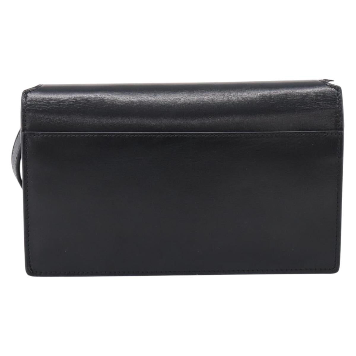 SAINT LAURENT Shoulder Bag Leather Black Gold Auth bs36963