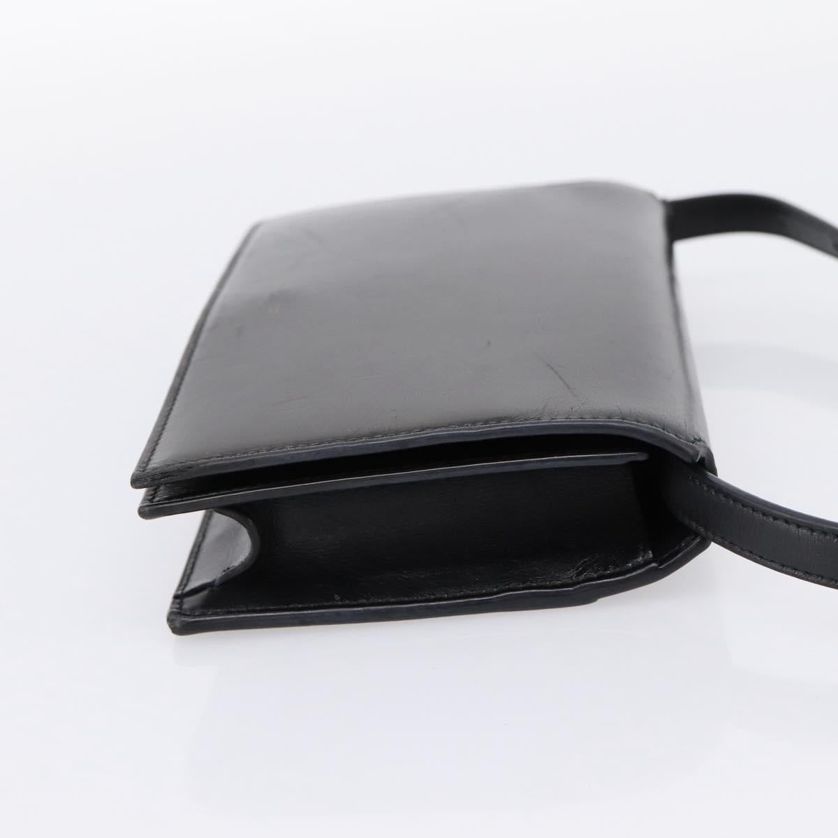 SAINT LAURENT Shoulder Bag Leather Black Gold Auth bs36963