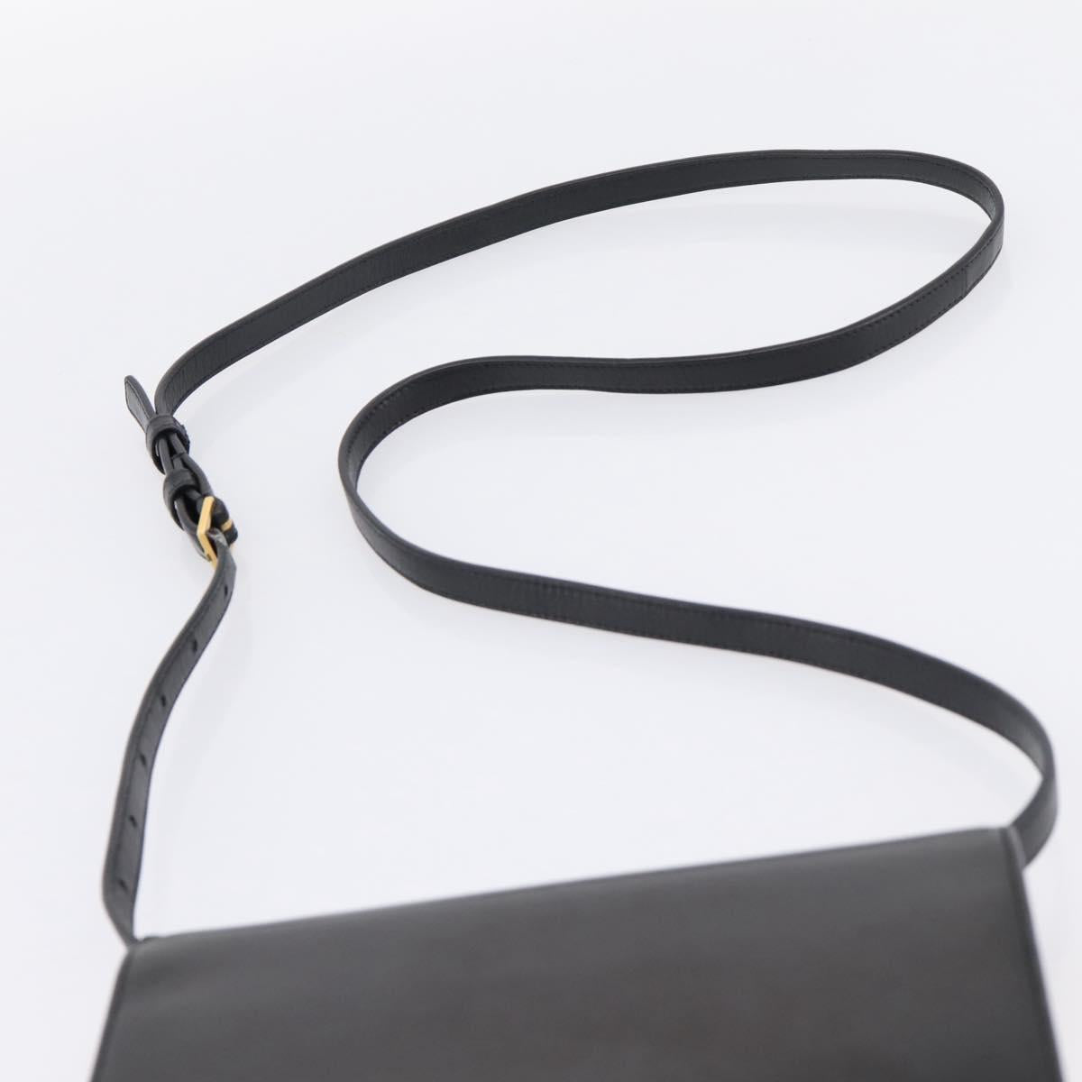 SAINT LAURENT Shoulder Bag Leather Black Gold Auth bs36963