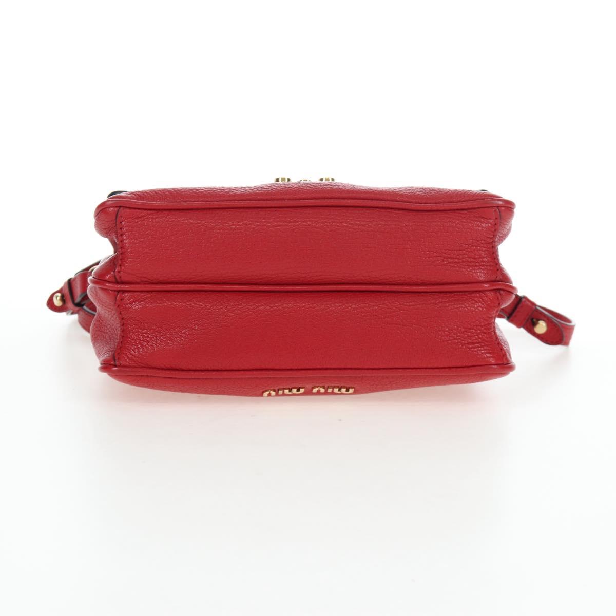 Miu Miu Shoulder Bag Leather Red Gold Auth bs36964V