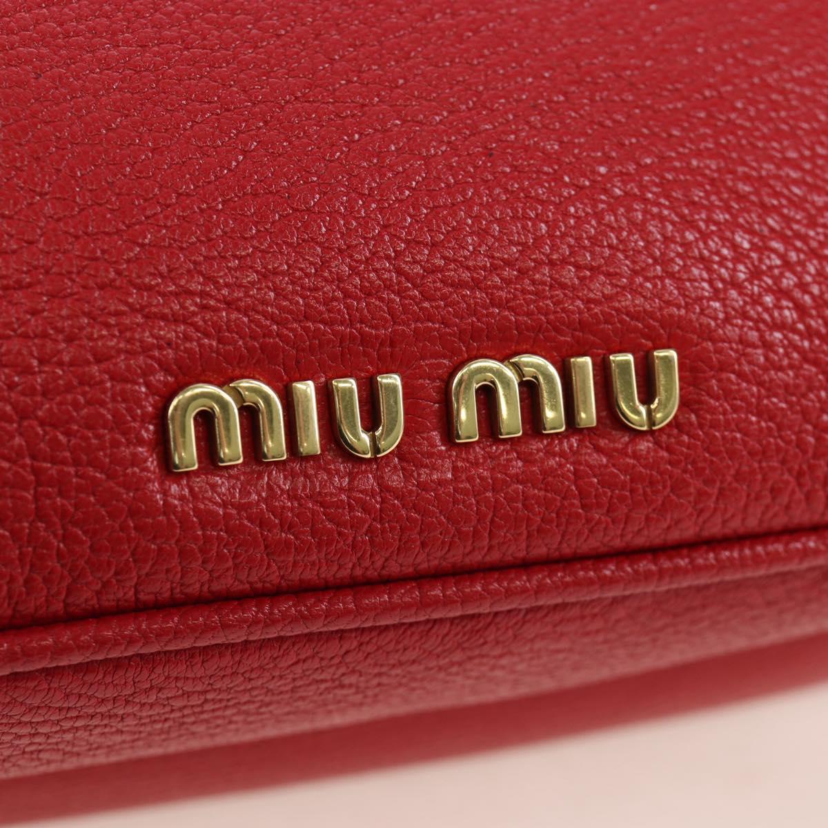 Miu Miu Shoulder Bag Leather Red Gold Auth bs36964V