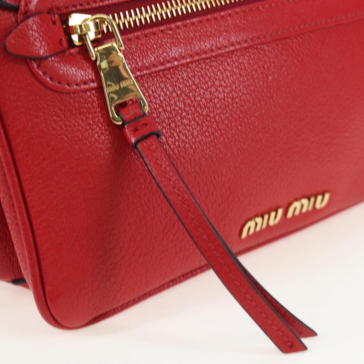 Miu Miu Shoulder Bag Leather Red Gold Auth bs36964V