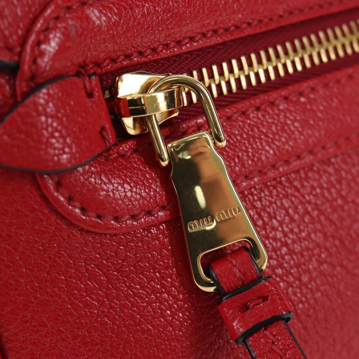 Miu Miu Shoulder Bag Leather Red Gold Auth bs36964V