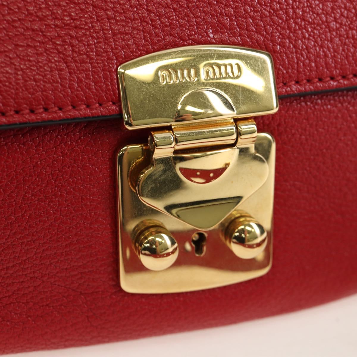 Miu Miu Shoulder Bag Leather Red Gold Auth bs36964V