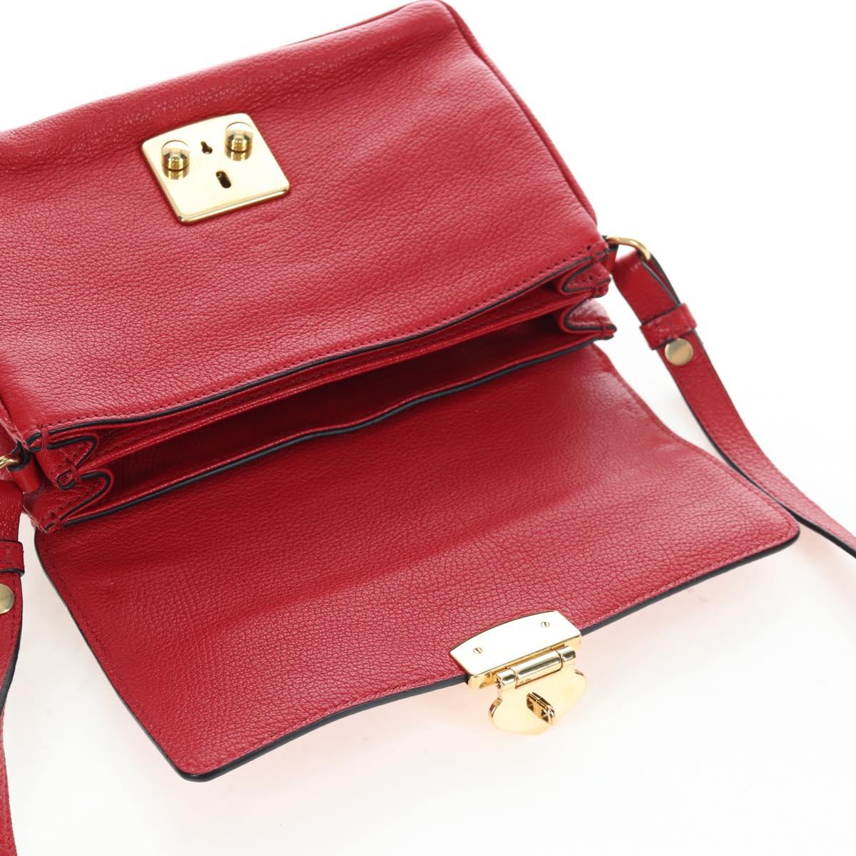 Miu Miu Shoulder Bag Leather Red Gold Auth bs36964V