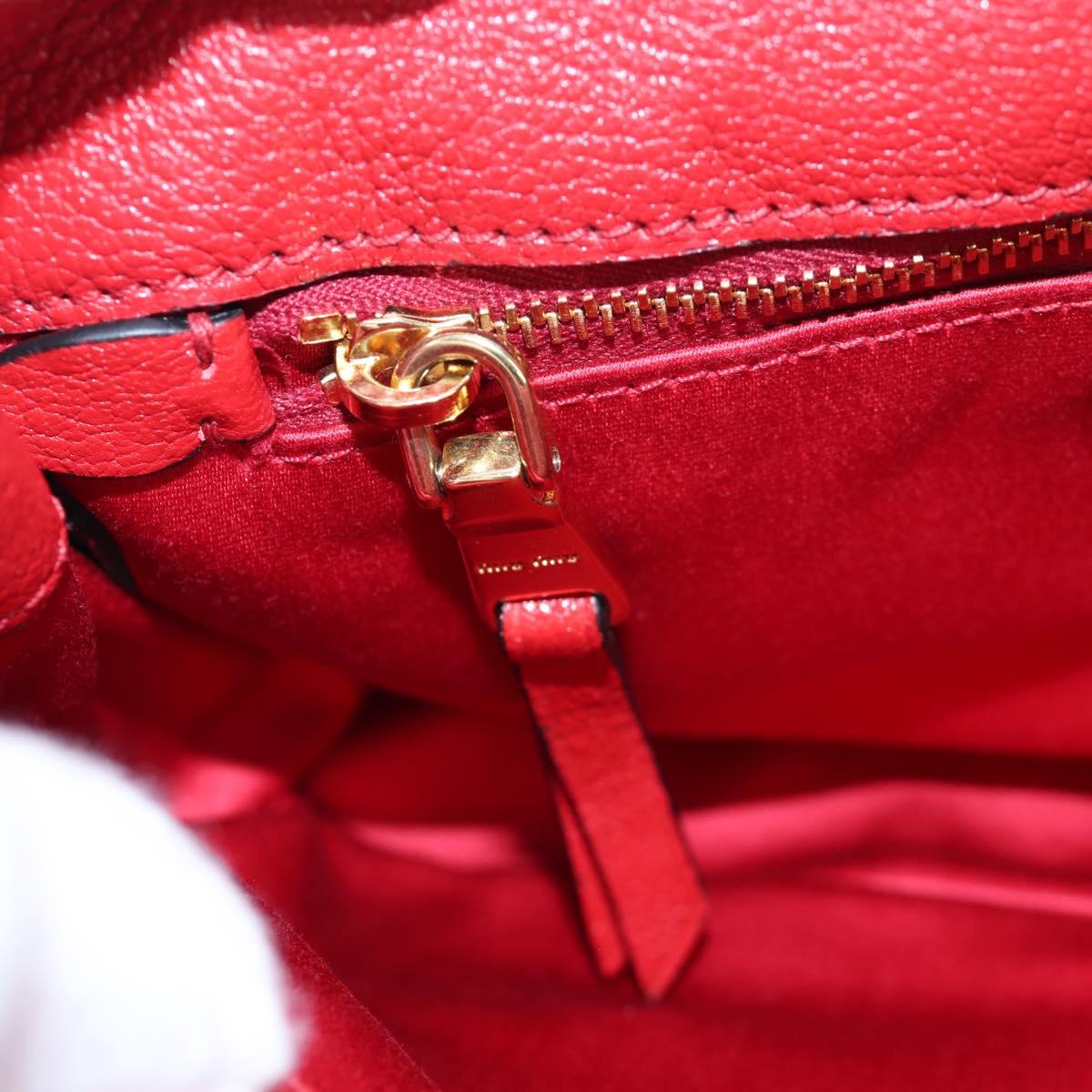 Miu Miu Shoulder Bag Leather Red Gold Auth bs36964V