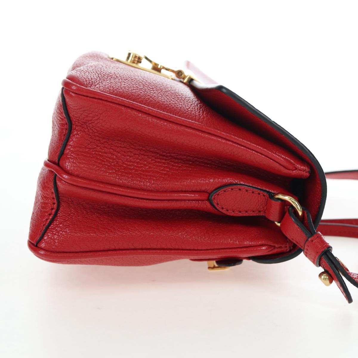 Miu Miu Shoulder Bag Leather Red Gold Auth bs36964V