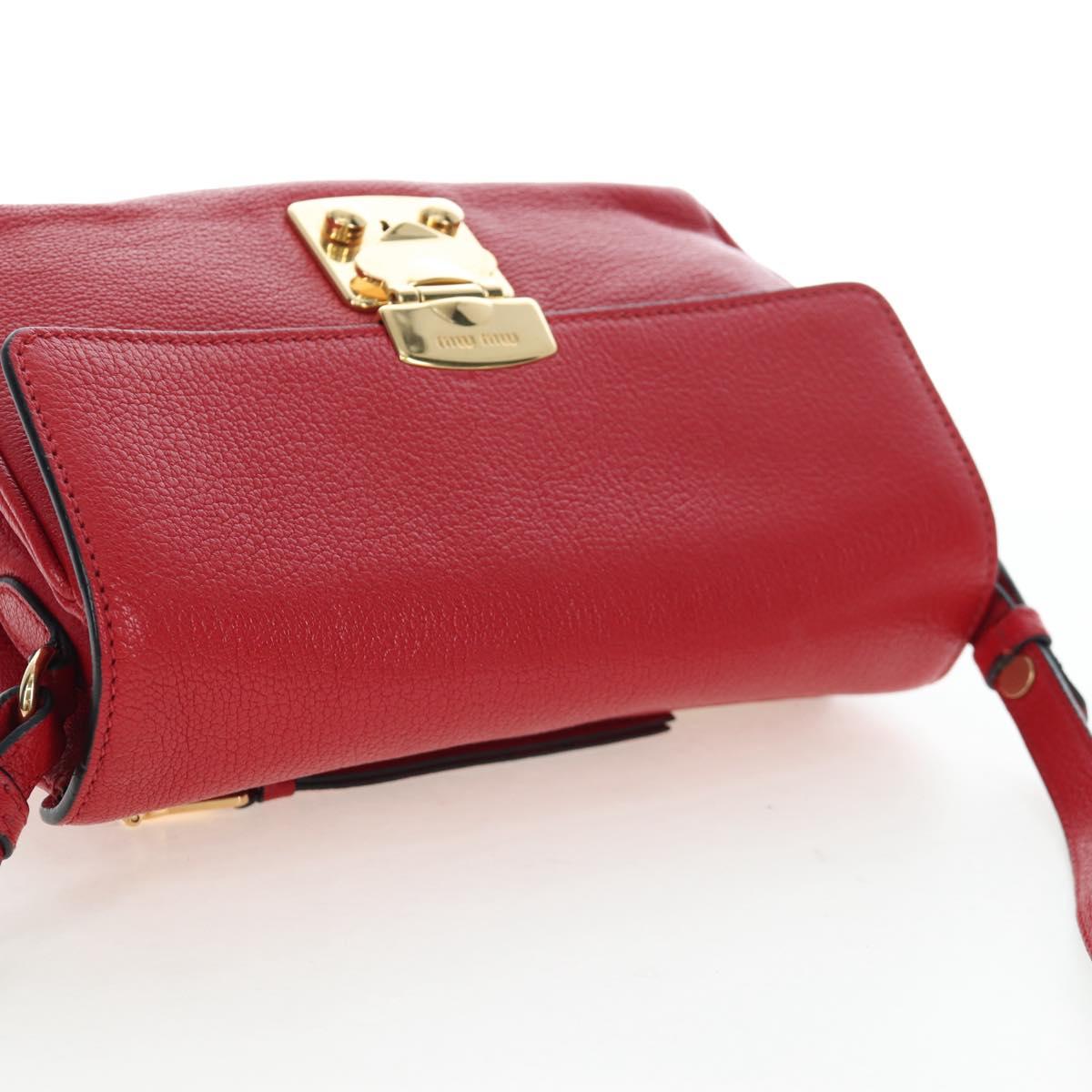 Miu Miu Shoulder Bag Leather Red Gold Auth bs36964V