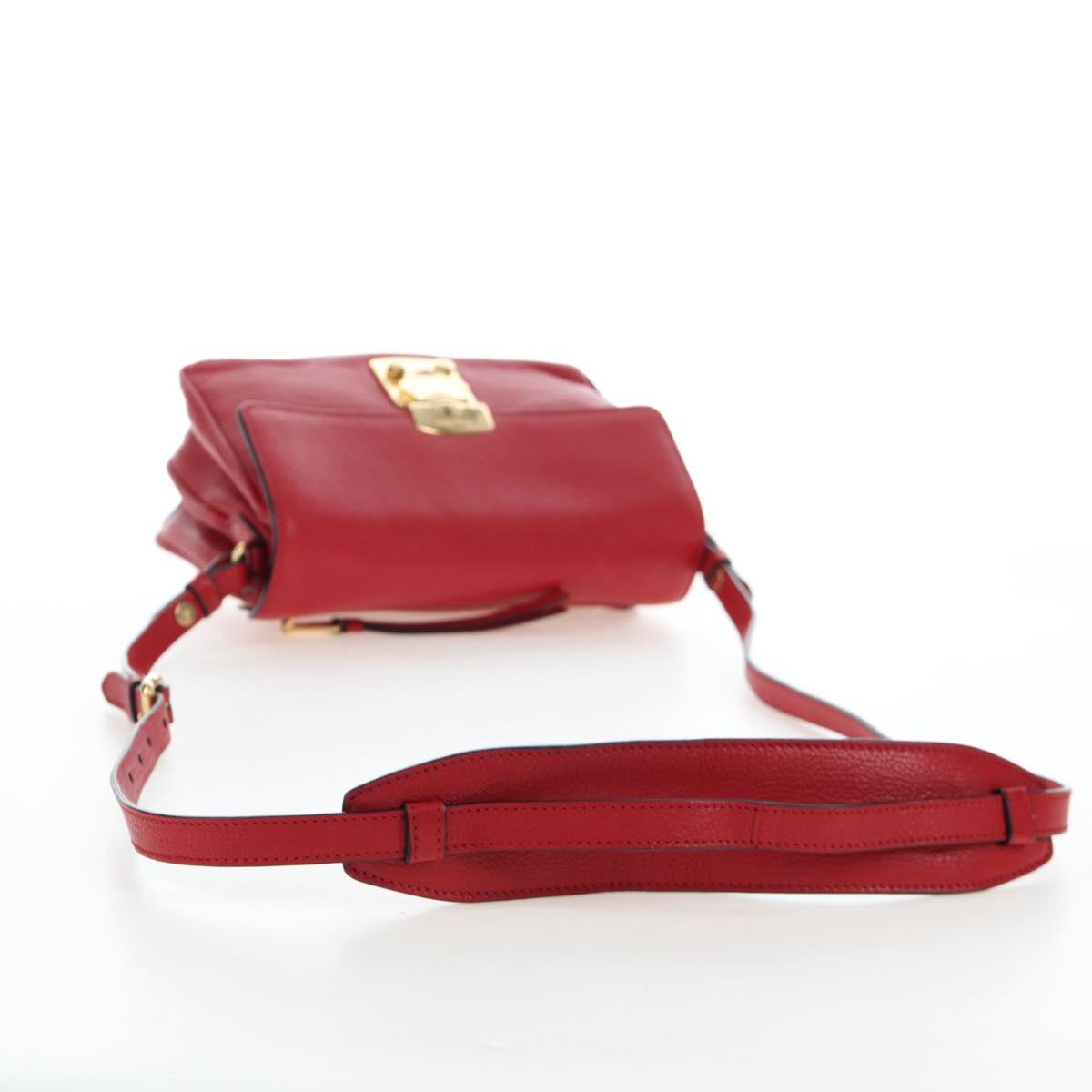 Miu Miu Shoulder Bag Leather Red Gold Auth bs36964V