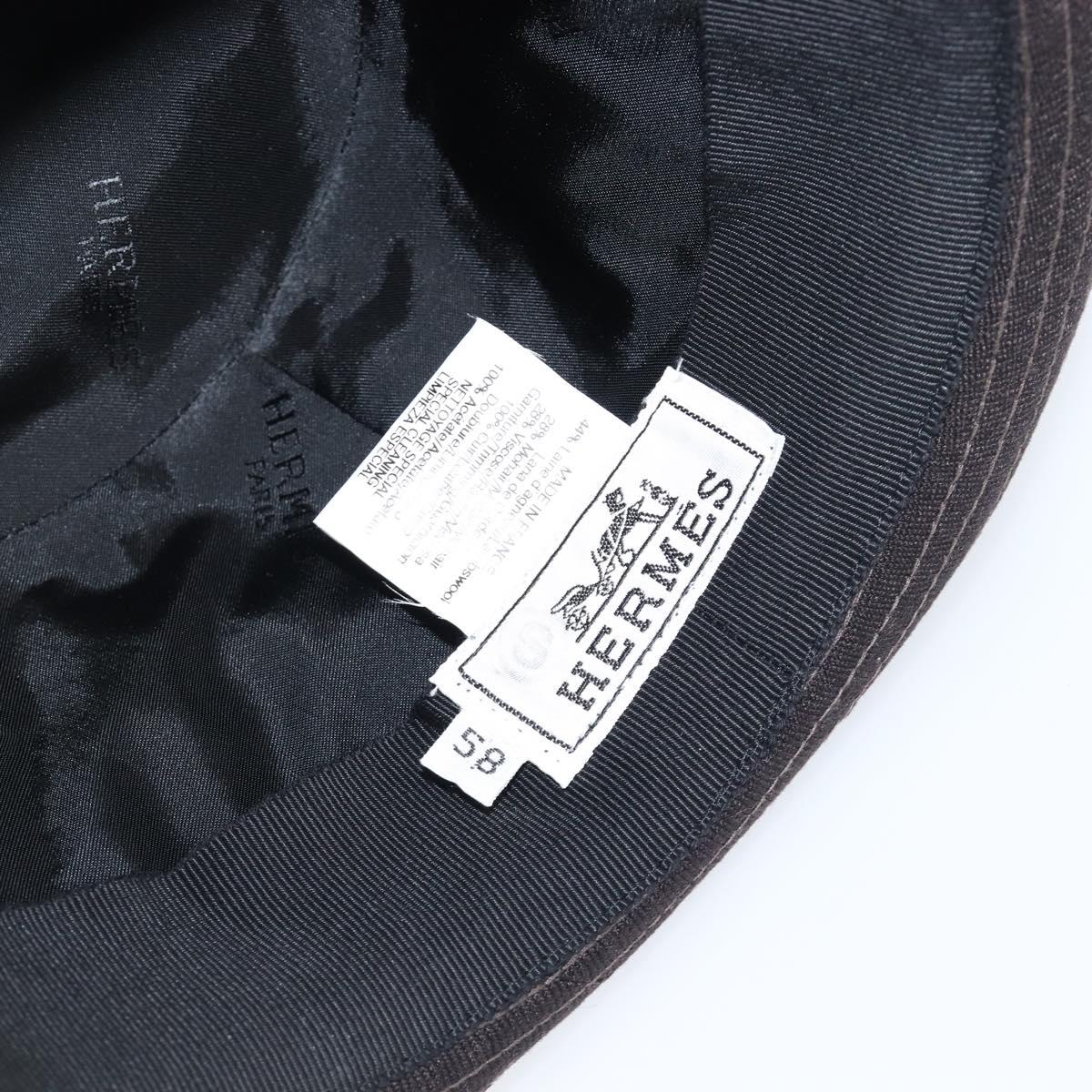 HERMES Bucket Hat Wool Black Auth bs36965