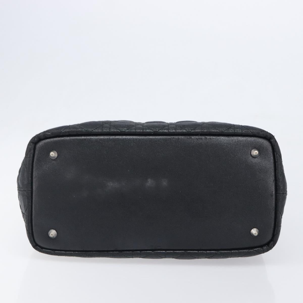Christian Dior Canage Hand Bag Coated Canvas Black Silver Auth bs36970