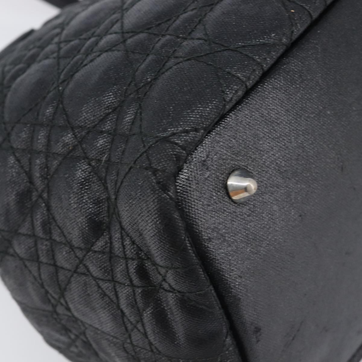Christian Dior Canage Hand Bag Coated Canvas Black Silver Auth bs36970
