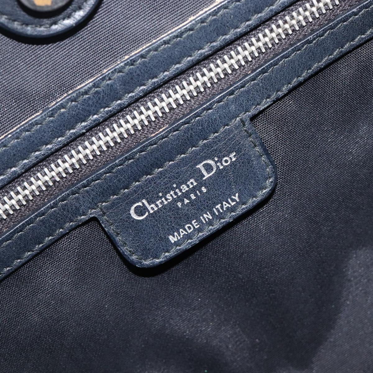 Christian Dior Canage Hand Bag Coated Canvas Black Silver Auth bs36970