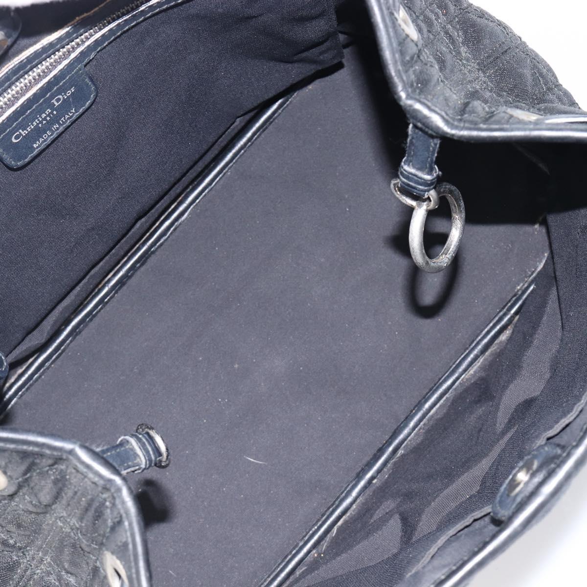 Christian Dior Canage Hand Bag Coated Canvas Black Silver Auth bs36970