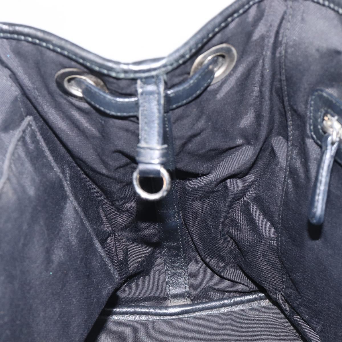 Christian Dior Canage Hand Bag Coated Canvas Black Silver Auth bs36970