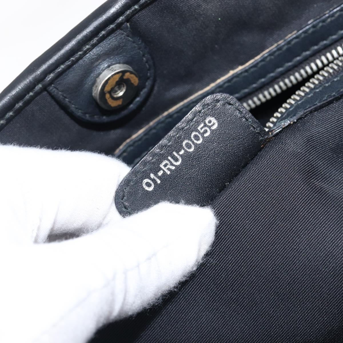 Christian Dior Canage Hand Bag Coated Canvas Black Silver Auth bs36970