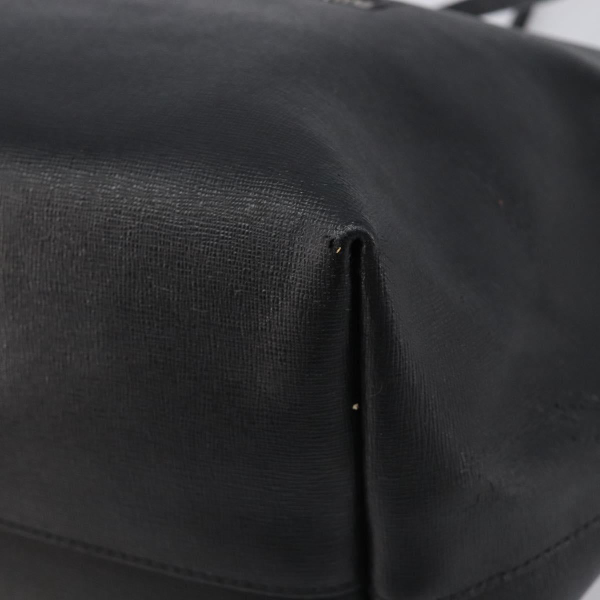 FENDI Tote Bag Leather Black Silver Auth bs36971