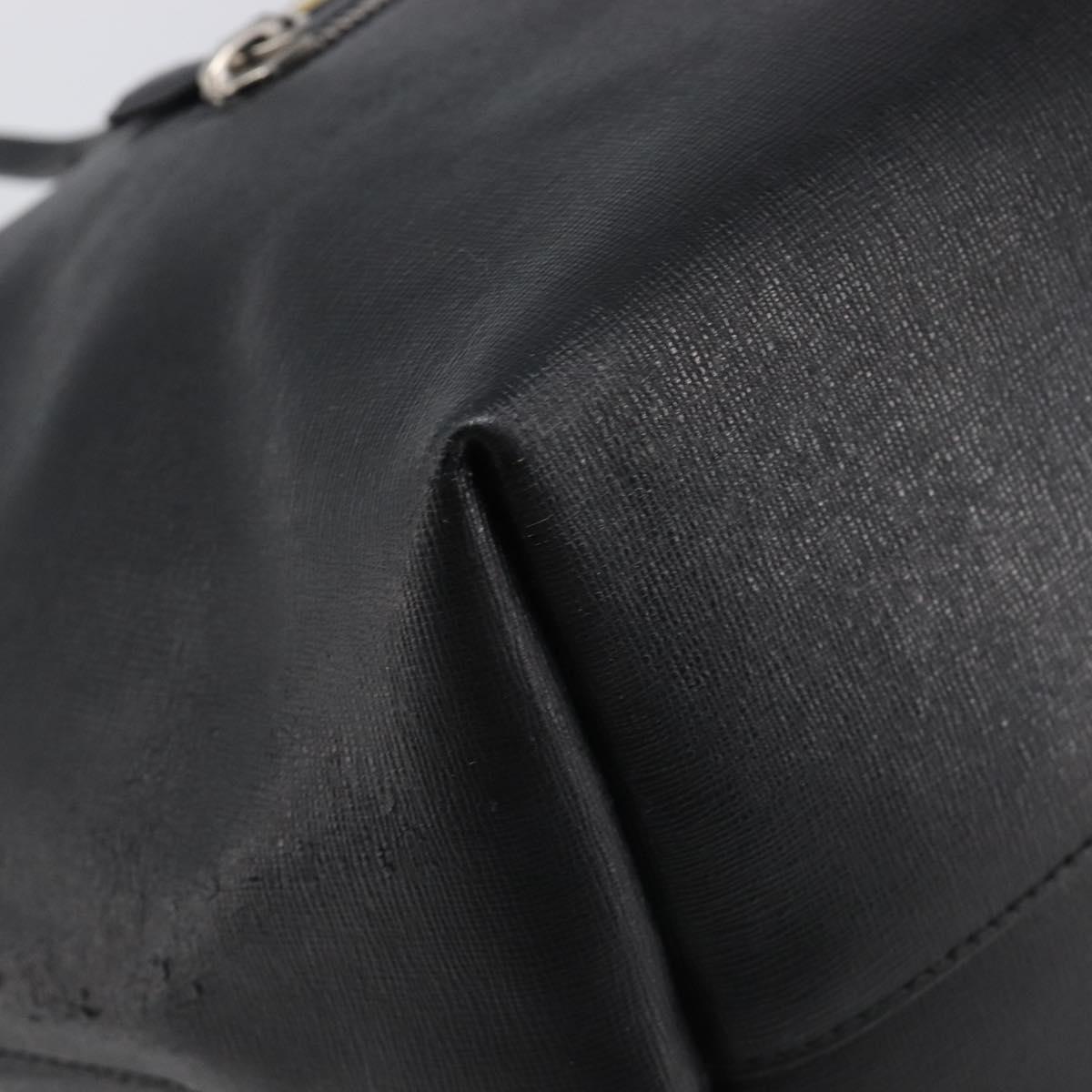 FENDI Tote Bag Leather Black Silver Auth bs36971