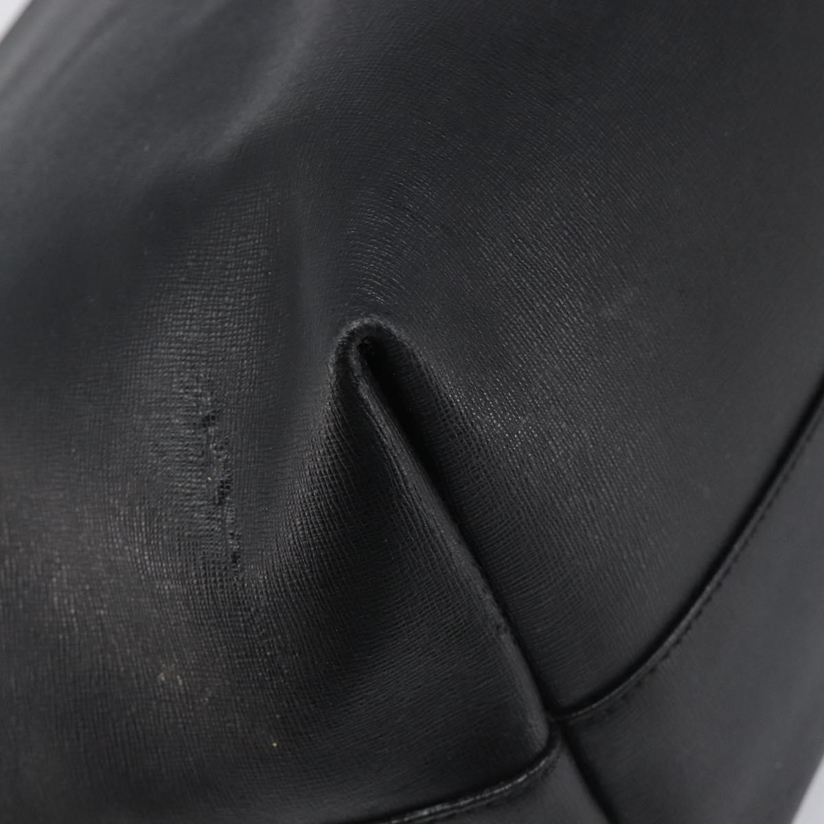 FENDI Tote Bag Leather Black Silver Auth bs36971