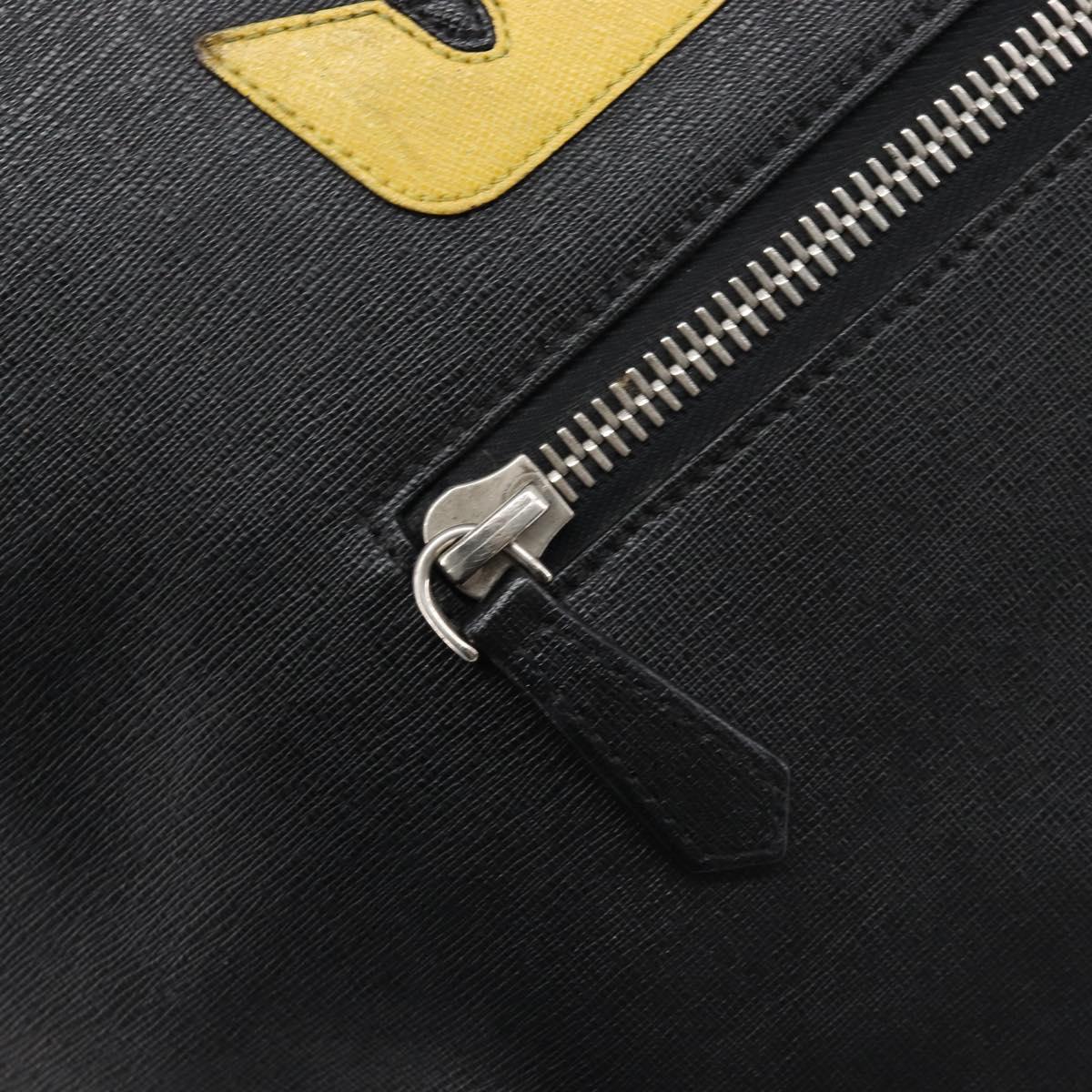 FENDI Tote Bag Leather Black Silver Auth bs36971