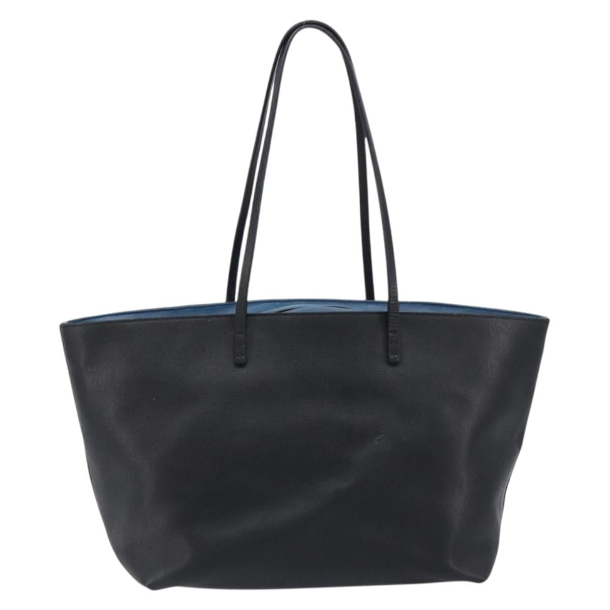 FENDI Tote Bag Leather Black Silver Auth bs36971