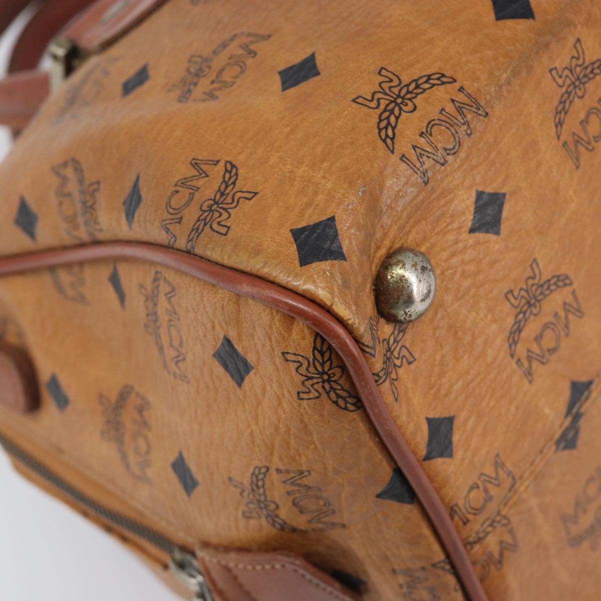 MCM Vicetos Logogram Hand Bag PVC Leather Brown Gold Auth bs36972