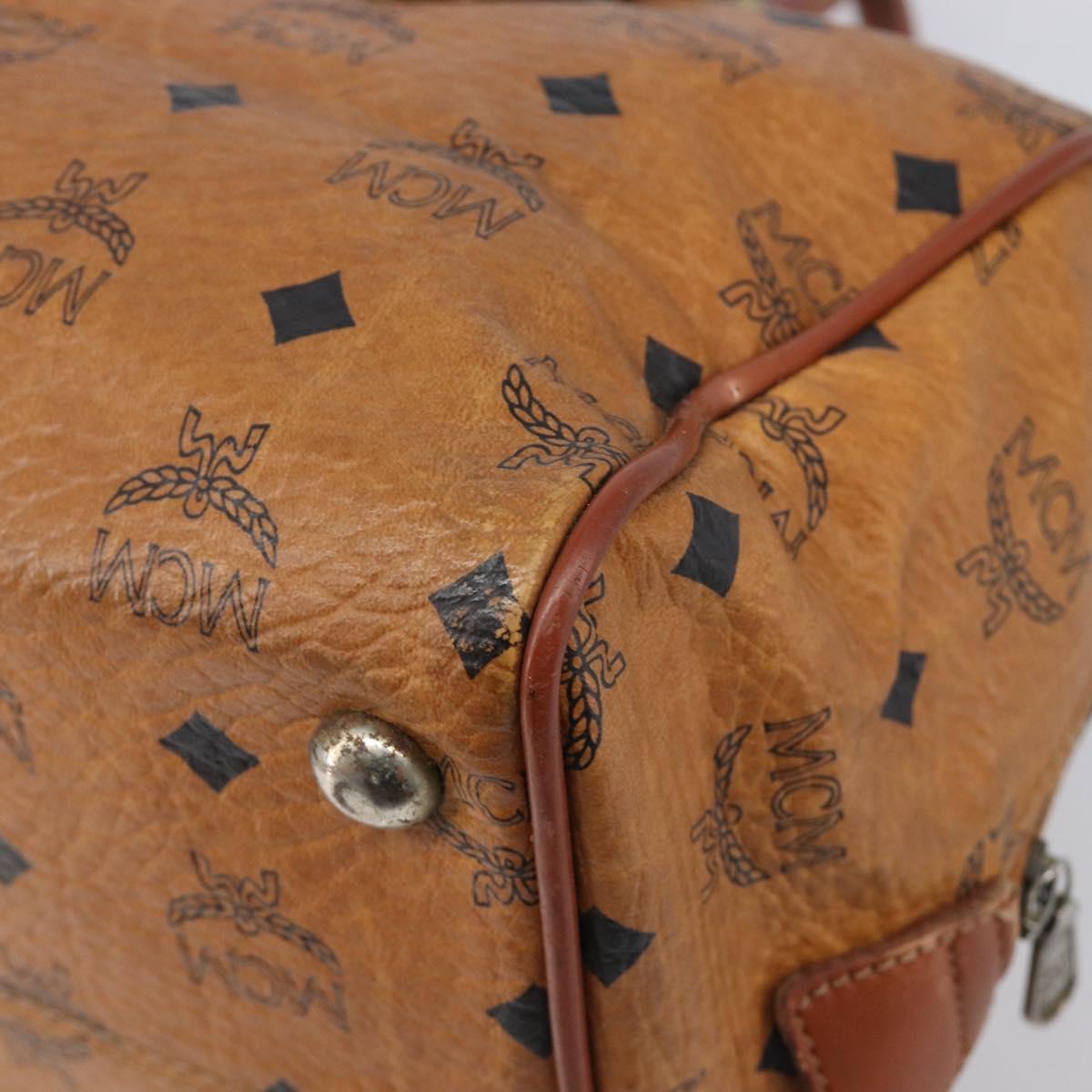 MCM Vicetos Logogram Hand Bag PVC Leather Brown Gold Auth bs36972