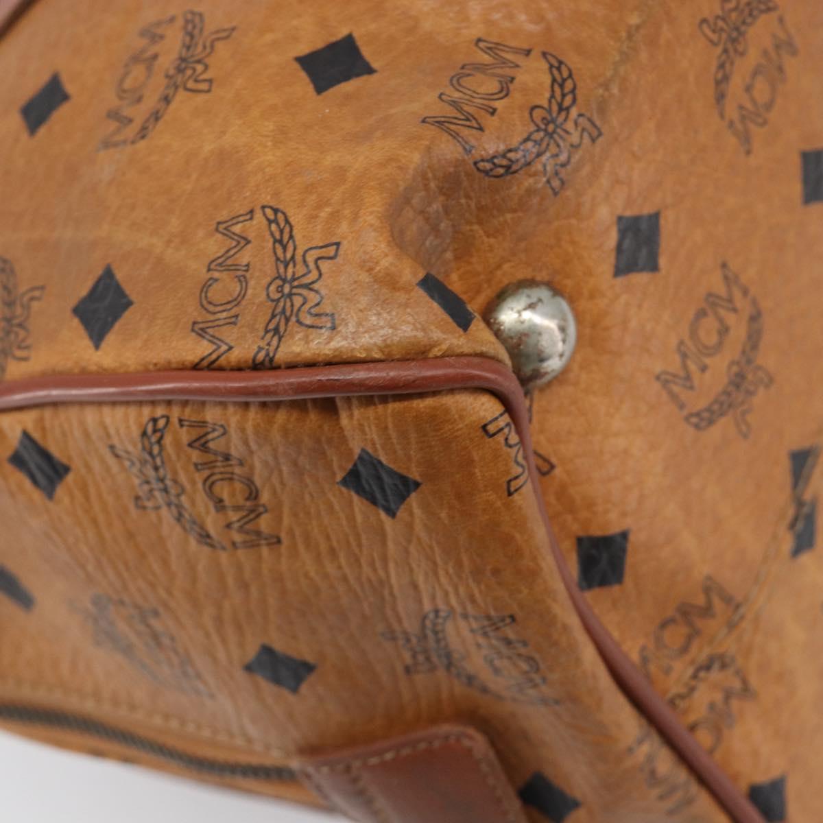 MCM Vicetos Logogram Hand Bag PVC Leather Brown Gold Auth bs36972