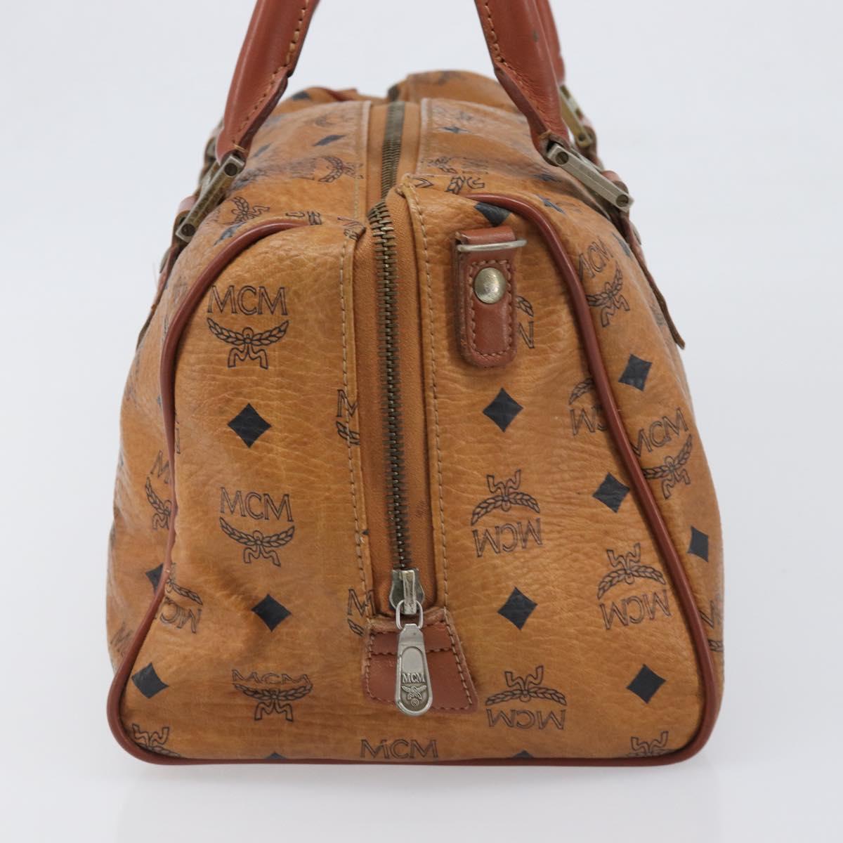 MCM Vicetos Logogram Hand Bag PVC Leather Brown Gold Auth bs36972