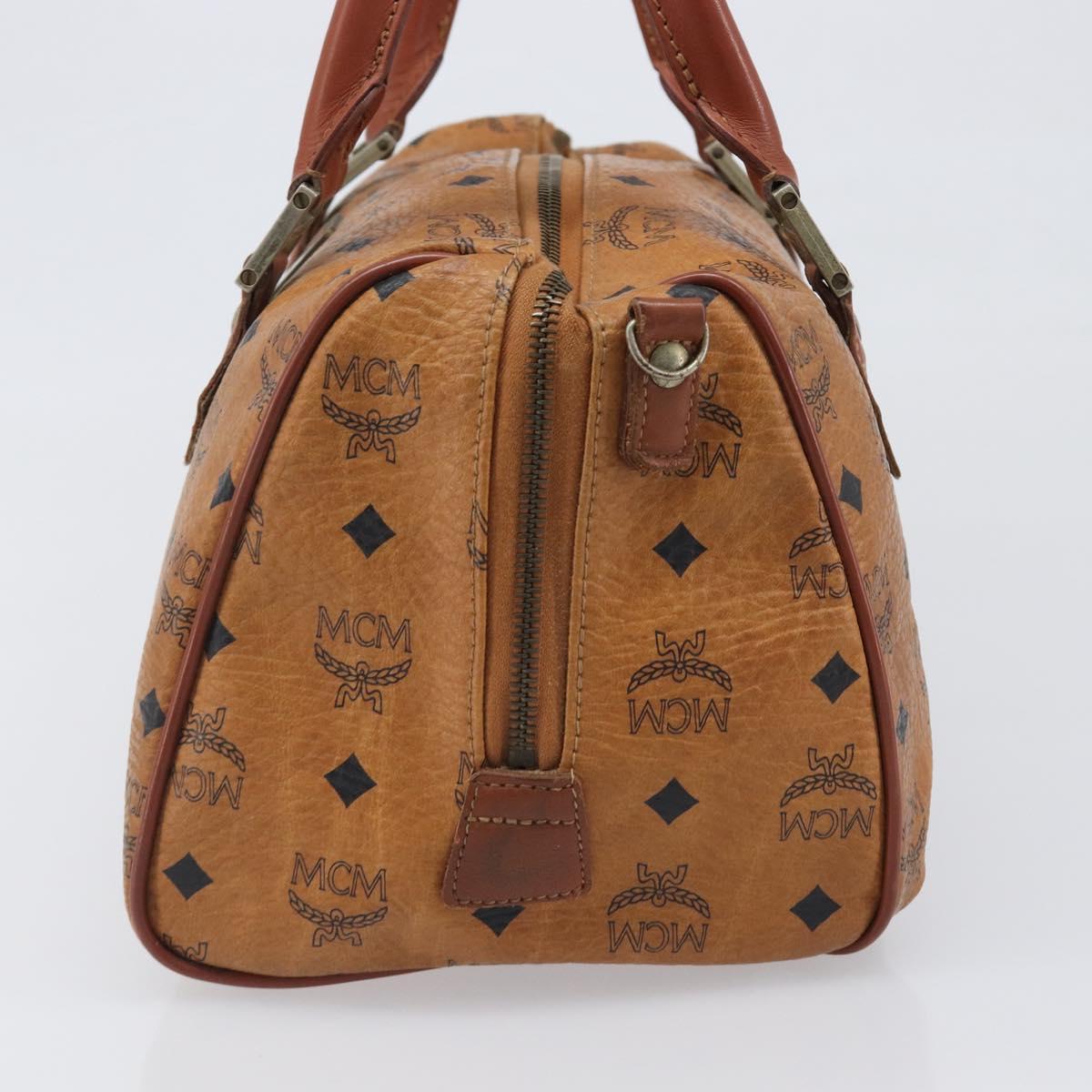 MCM Vicetos Logogram Hand Bag PVC Leather Brown Gold Auth bs36972