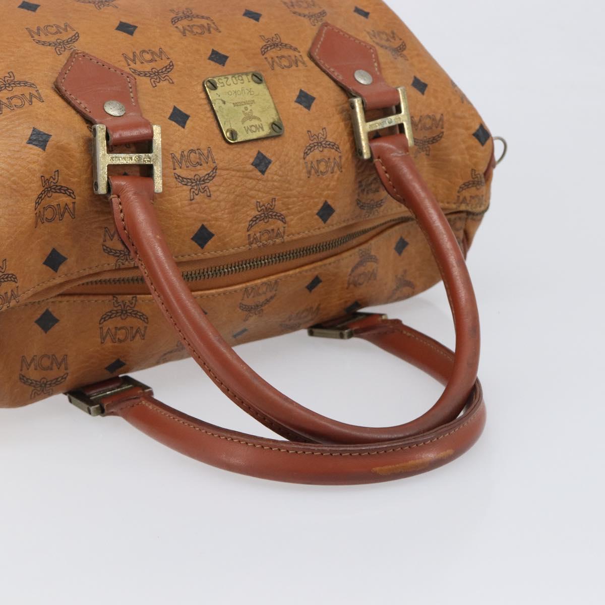 MCM Vicetos Logogram Hand Bag PVC Leather Brown Gold Auth bs36972