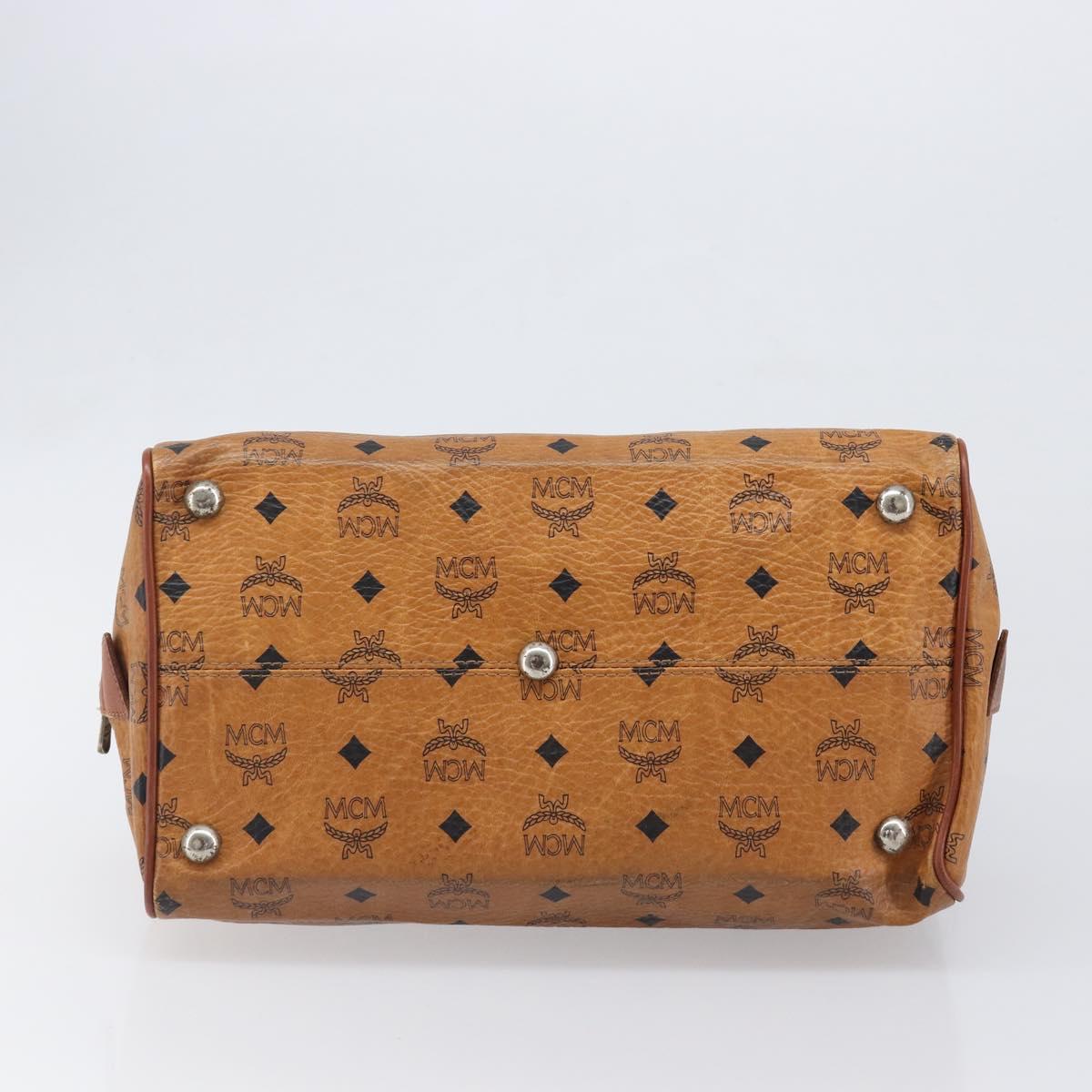 MCM Vicetos Logogram Hand Bag PVC Leather Brown Gold Auth bs36972