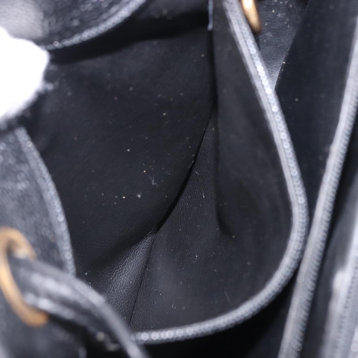 CHANEL Backpack Caviar Skin Black Gold CC Auth bs36973