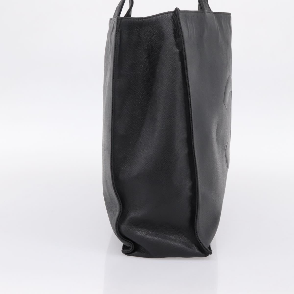 CHANEL COCO Mark Tote Bag Caviar Skin Black Gold CC Auth bs36974