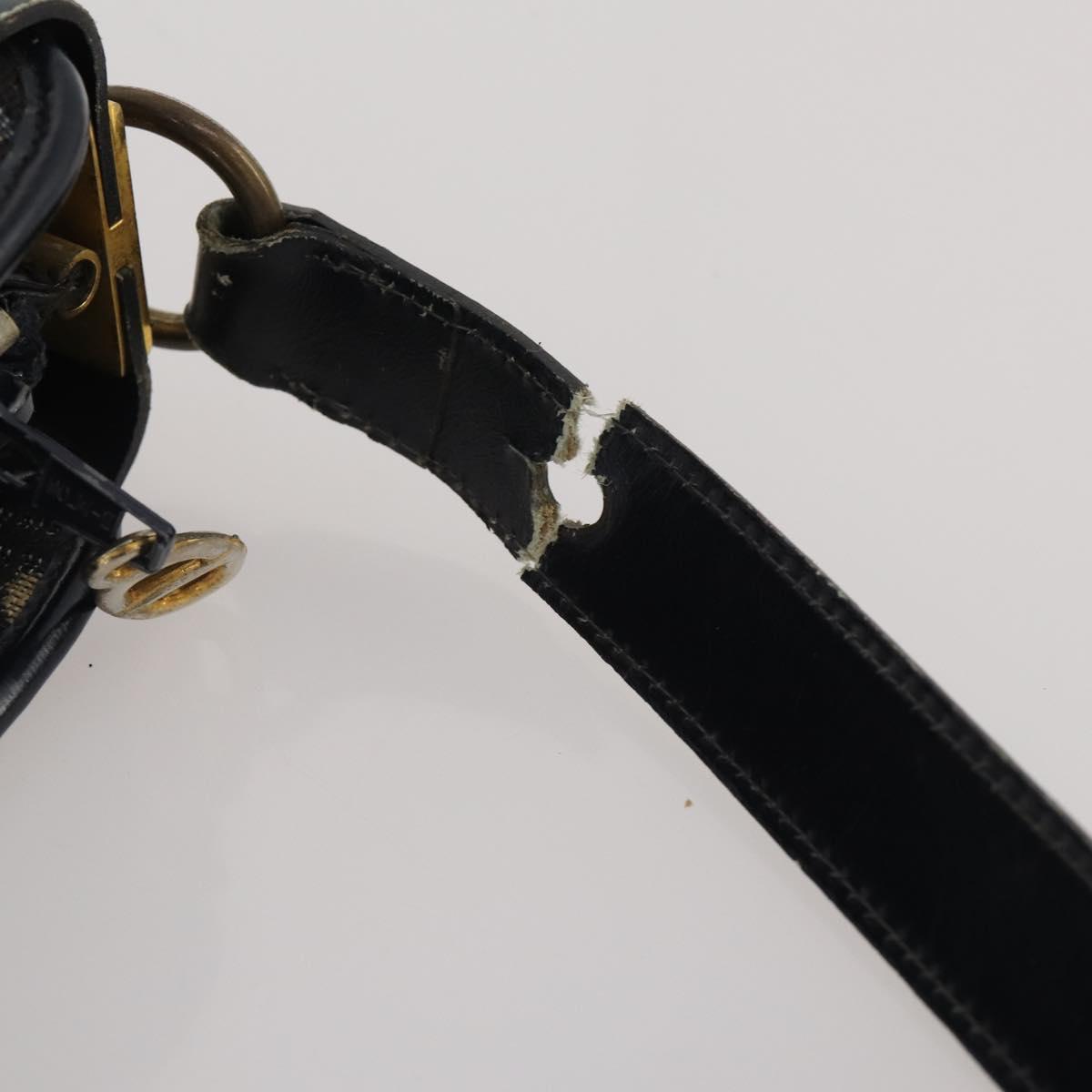 Christian Dior Trotter Canvas Shoulder Bag Navy Gold Auth bs36975