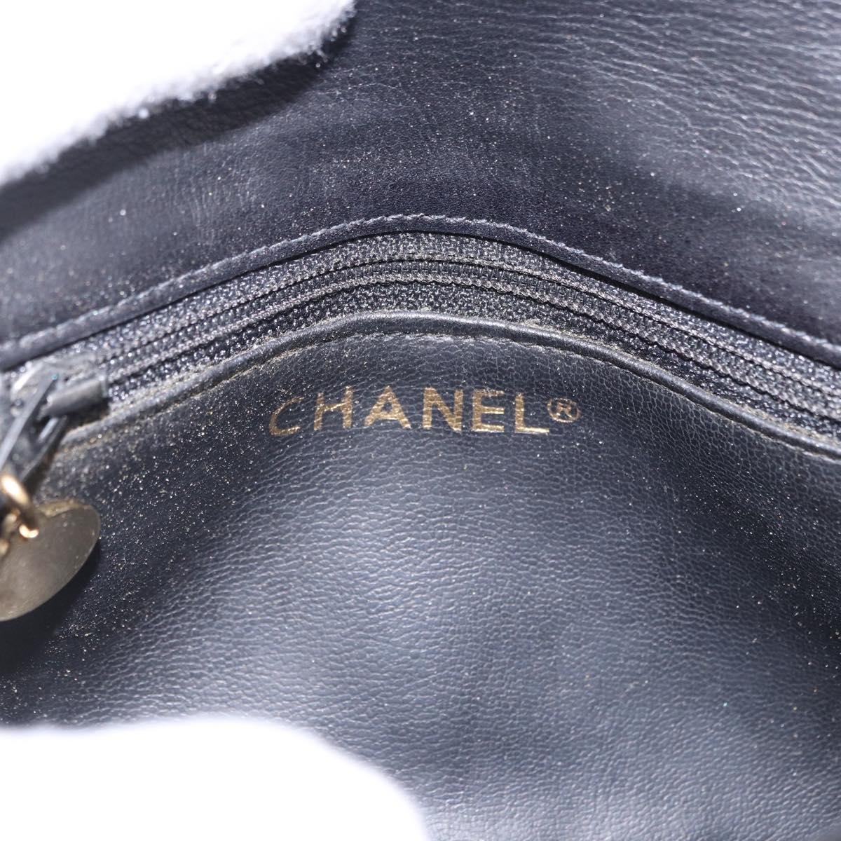 CHANEL Matelasse Chain Waist bag Lamb Skin Black Gold CC Auth bs36984A