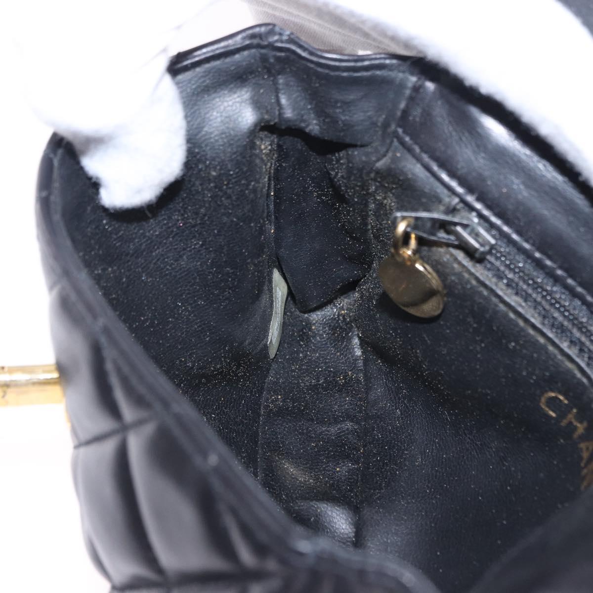 CHANEL Matelasse Chain Waist bag Lamb Skin Black Gold CC Auth bs36984A